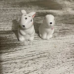 Very Adorable Rabbit Ceramic 1x2in Pink & Blue Bow Mini Salt & Pepper Set